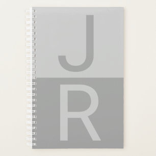Light Grey & Grey Modern Initials Monogram Planner