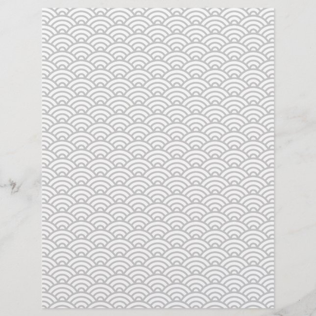 Light grey Japanese wave pattern scrapbook paper (Front)