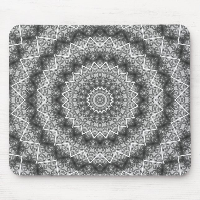 Light Grey Kaleidoscope / Mandala Mouse Pad (Front)