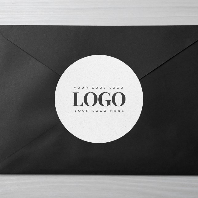 Light Grey Kraft &Custom Business Rectangle Logo Classic Round Sticker (Creator Uploaded)