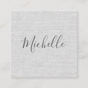 Light grey linen feminine minimalist square business card