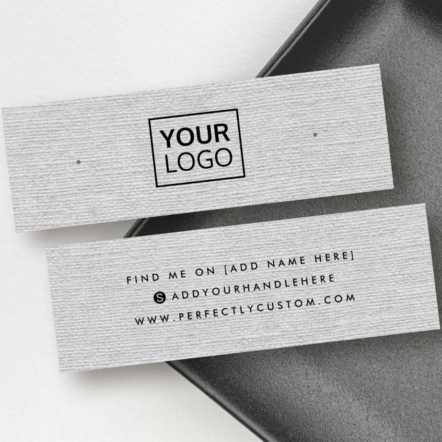 Light grey linen logo stud earring display card (Light gray linen logo stud earring display card)