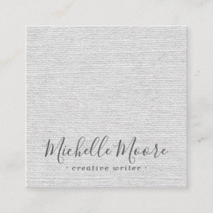 Light grey linen minimalist elegant professional square business card