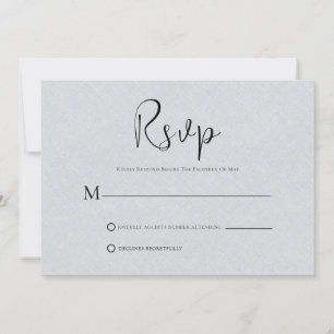 Light Grey Linen Simple Black Script RSVP Card