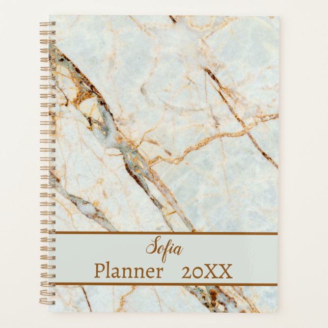 Light Grey Marble Daily Planner name customisation (Front)