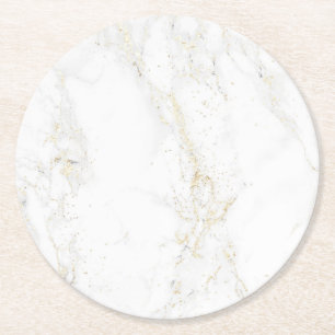 light grey marble round paper coaster