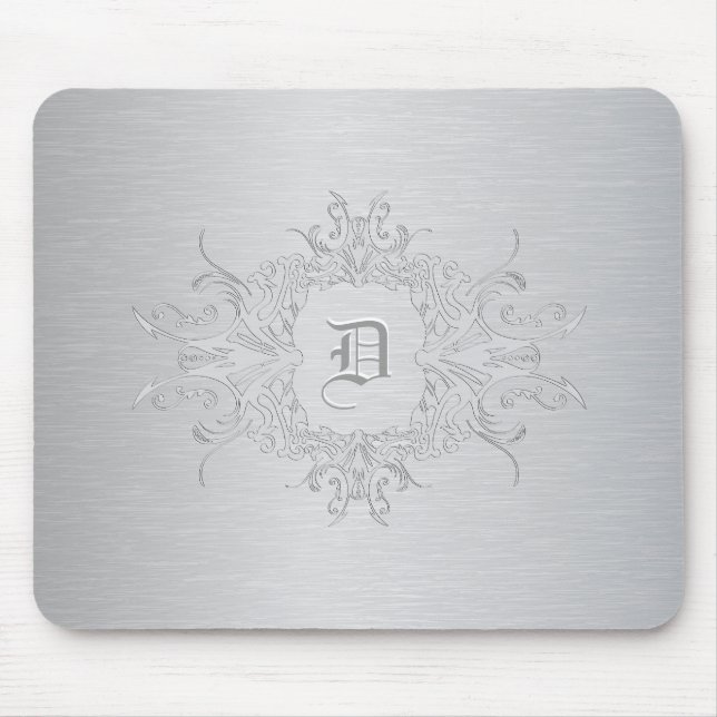 Light Grey Metallic Brushed Aluminium Look Mouse Pad (Front)
