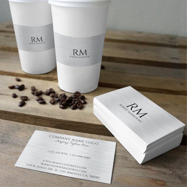 Light grey Metallic Texture Business Card (Creator Uploaded)