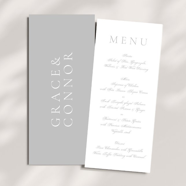 Light Grey Minimal White Simple Wedding Menu (Creator Uploaded)