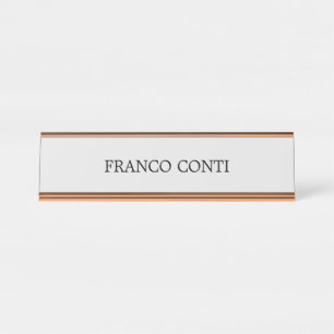Light Grey Minimalist Plain Modern Desk Name Plate