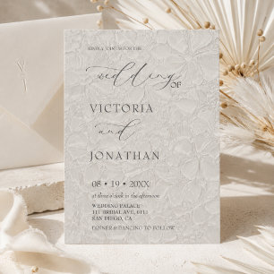 Light Grey Modern White Photo Wedding  Invitation