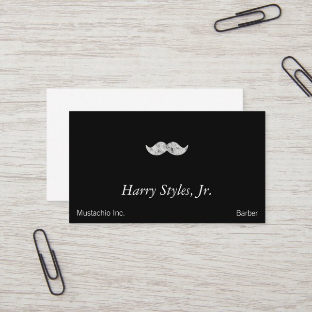 Light Grey Moustache Business Card (Front/Back In Situ)