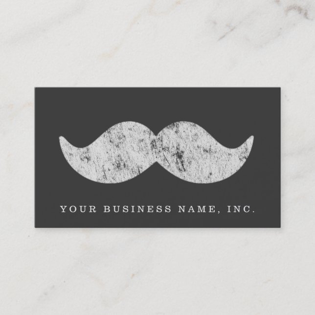 Light Grey Moustache (letterpress style) Business Card (Front)