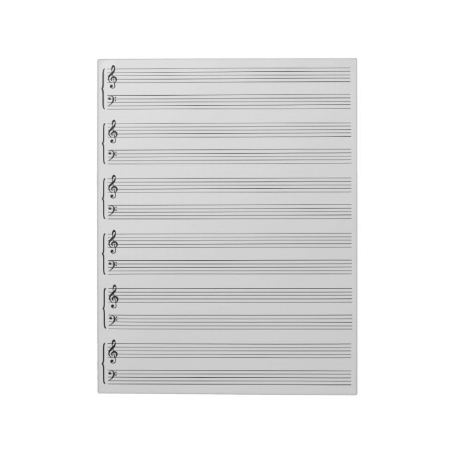 Light Grey Music Sheet Paper Notepad (Rotated)