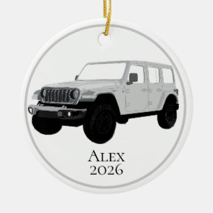 Light Grey Off-Road Utility Vehicle 7 slot grille Ceramic Ornament