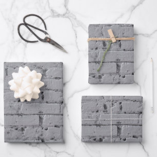 Light Grey Painted Brick Wall Wrapping Paper Sheet