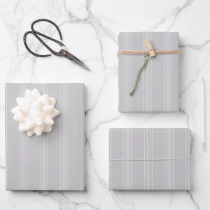 Light Grey & Pale Grey Stripes Wrapping Paper Sheet