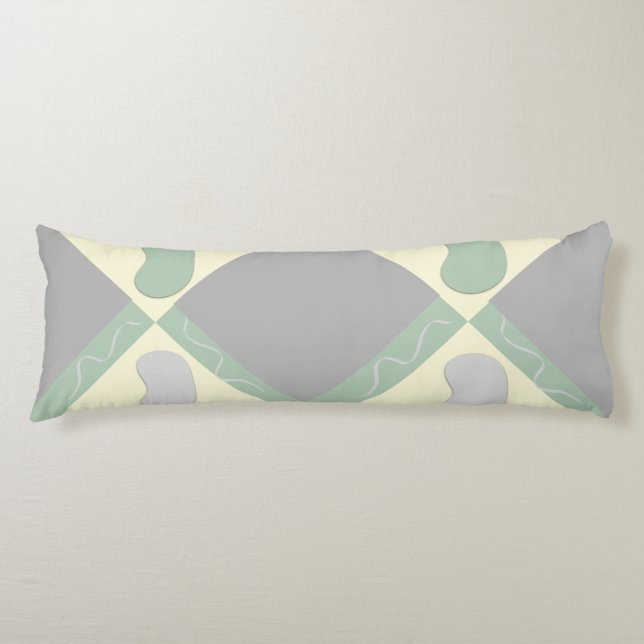 Light grey & pastel green pattern body cushion (Front)