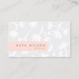 Light Grey Peach Floral Pattern Designer Business Card