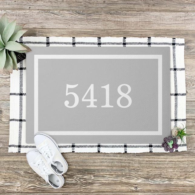 Light Grey Personalised Address Number Doormat (Creator Uploaded)