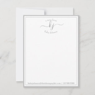 Light Grey Personalised From The Desk Of Note Card