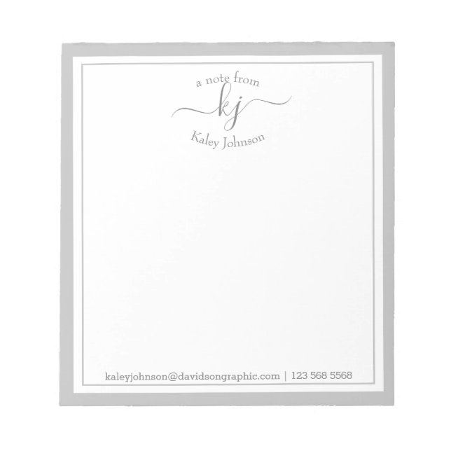 Light Grey Personalised | From The Desk Of Notepad (Front)
