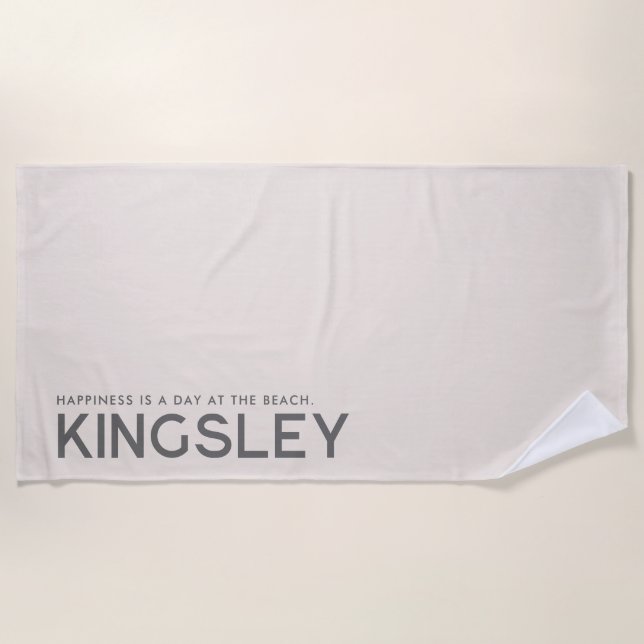 Light Grey Personalized Slogan Beach Towel (Front)