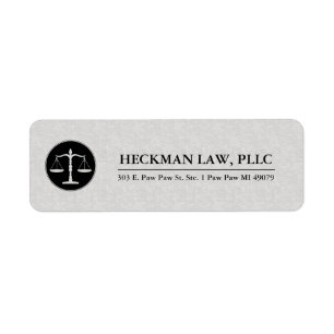 Light Grey Printed Linen Black Justice Logo Return Address Label