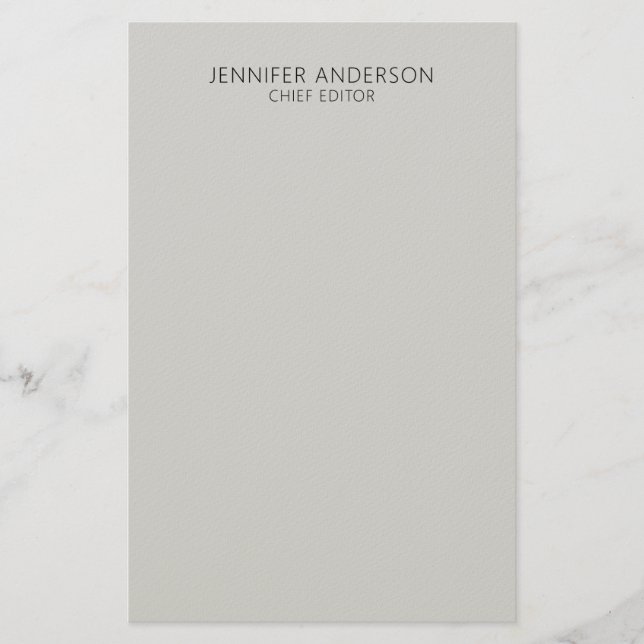 Light Grey Professional Modern Plain Minimalist Stationery (Front)