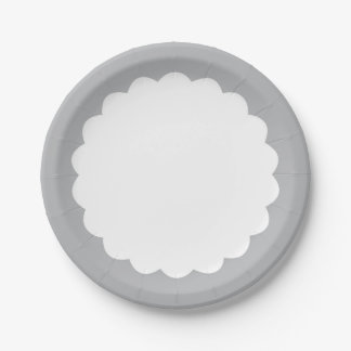Light Grey Scallop - Personalizable Paper Plate