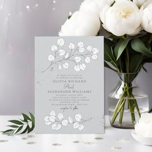 Light Grey Silver greenery Eucalyptus Wedding Invitation