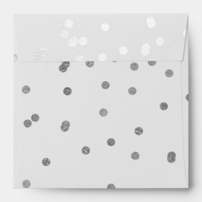 Light Grey & Silver Shiny Confetti Dots Modern Envelopes (Back (Top Flap))