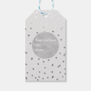 Light Grey & Silver Shiny Confetti Dots Modern Gift Tags