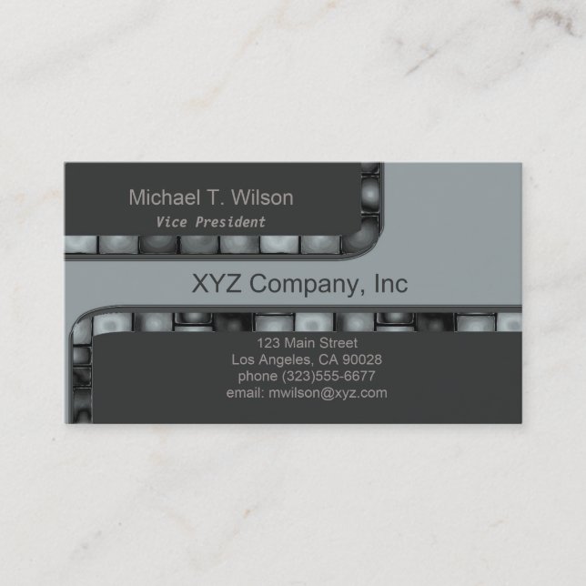 Light Grey Silver Tile Border Business Card (Front)
