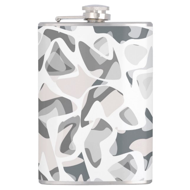 Light Grey Spots Abstract spotted pattern  Hip Flask (Front)