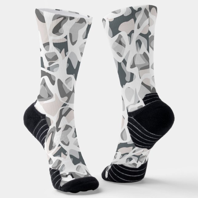 Light Grey Spots Abstract spotted pattern  Socks (Angled)
