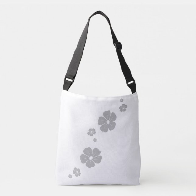 Light Grey Spring Flowers Cross Body Tote Bag (Front)