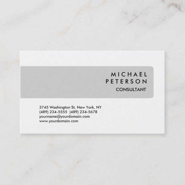 Light Grey Stripe White Background Business Card (Front)