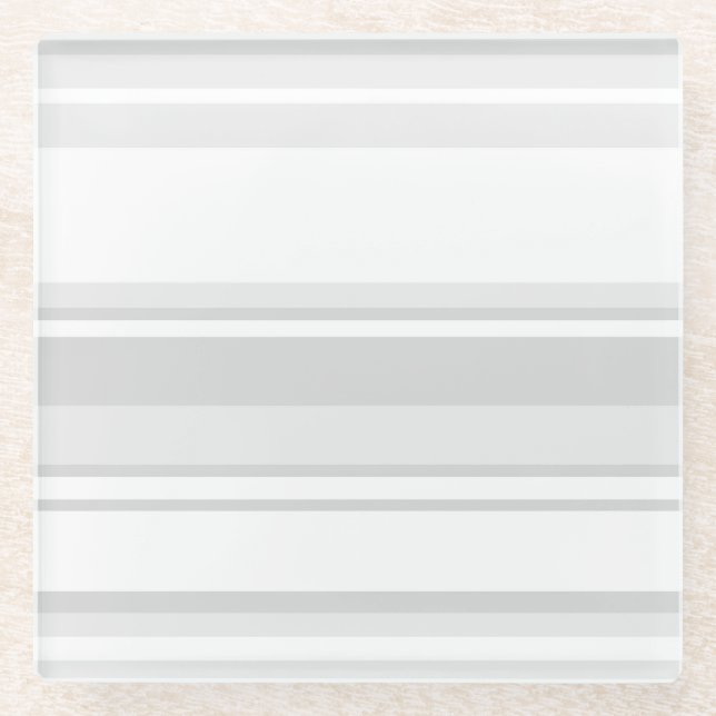 Light grey stripes glass coaster (Front)