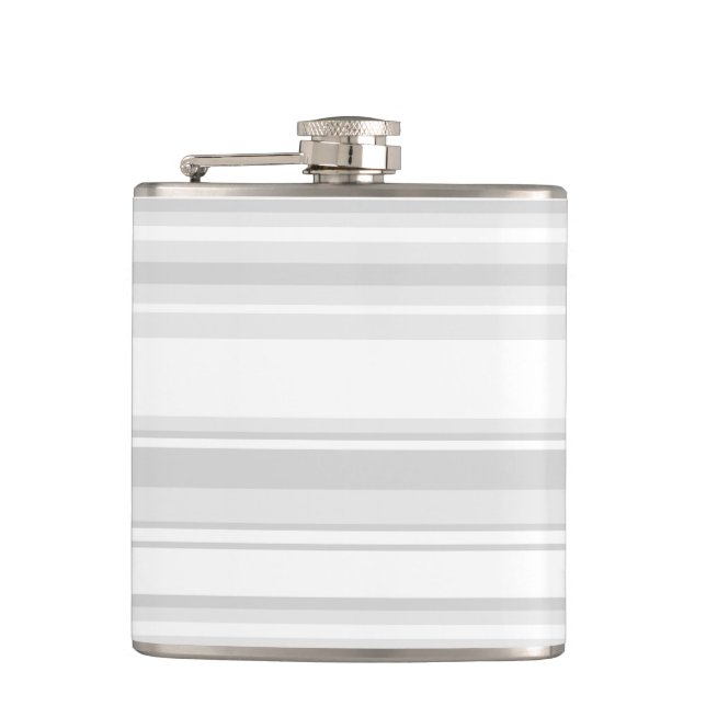 Light grey stripes hip flask (Front)