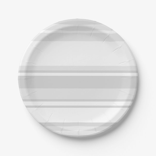Light grey stripes paper plate (Front)