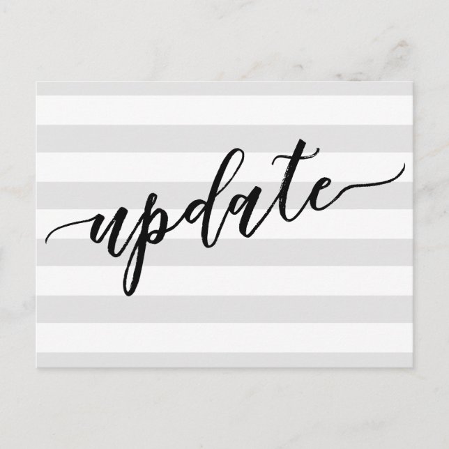 Light Grey Stripes Postponed Wedding Update Notice Postcard (Front)