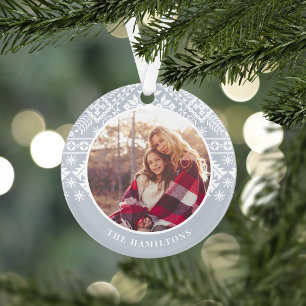 Light Grey Sweater Pattern Photo Ornament
