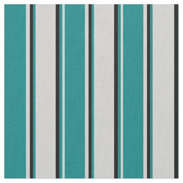 Light Grey, Teal, and Black Coloured Lines Fabric (Close Up)