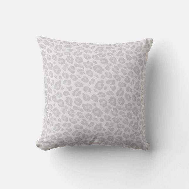 Light Grey Tonal Leopard Print Pillow (Front)