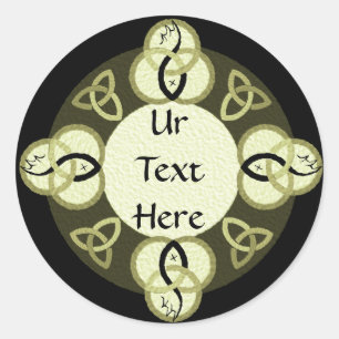 Light Grey Trinity and Black Fish Monogram Classic Round Sticker