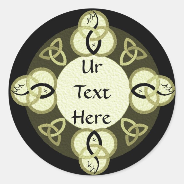 Light Grey Trinity and Black Fish Monogram Classic Round Sticker (Front)