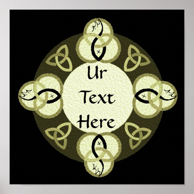 Light Grey Trinity and Black Fish Monogram Poster (Front)