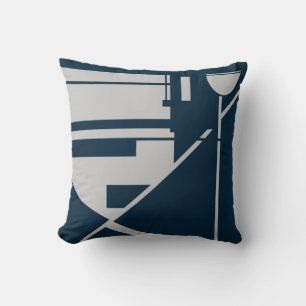 Light Grey Turquoise/Navy Geometric Abstract Cushion
