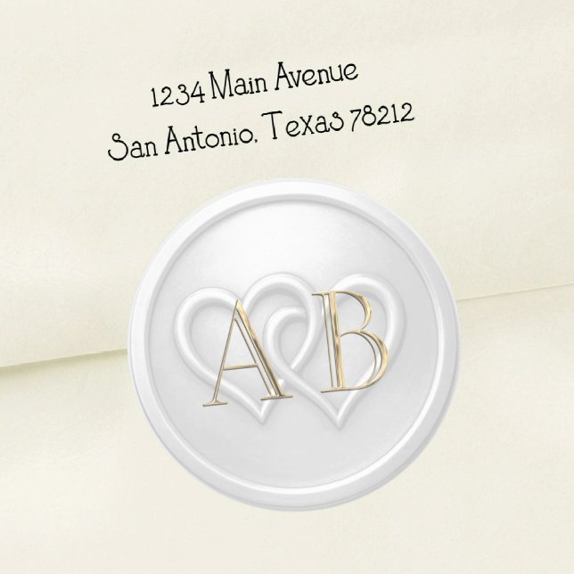Light Grey Two Hearts Intertwined Monogram Wedding Classic Round Sticker (Creator Uploaded)